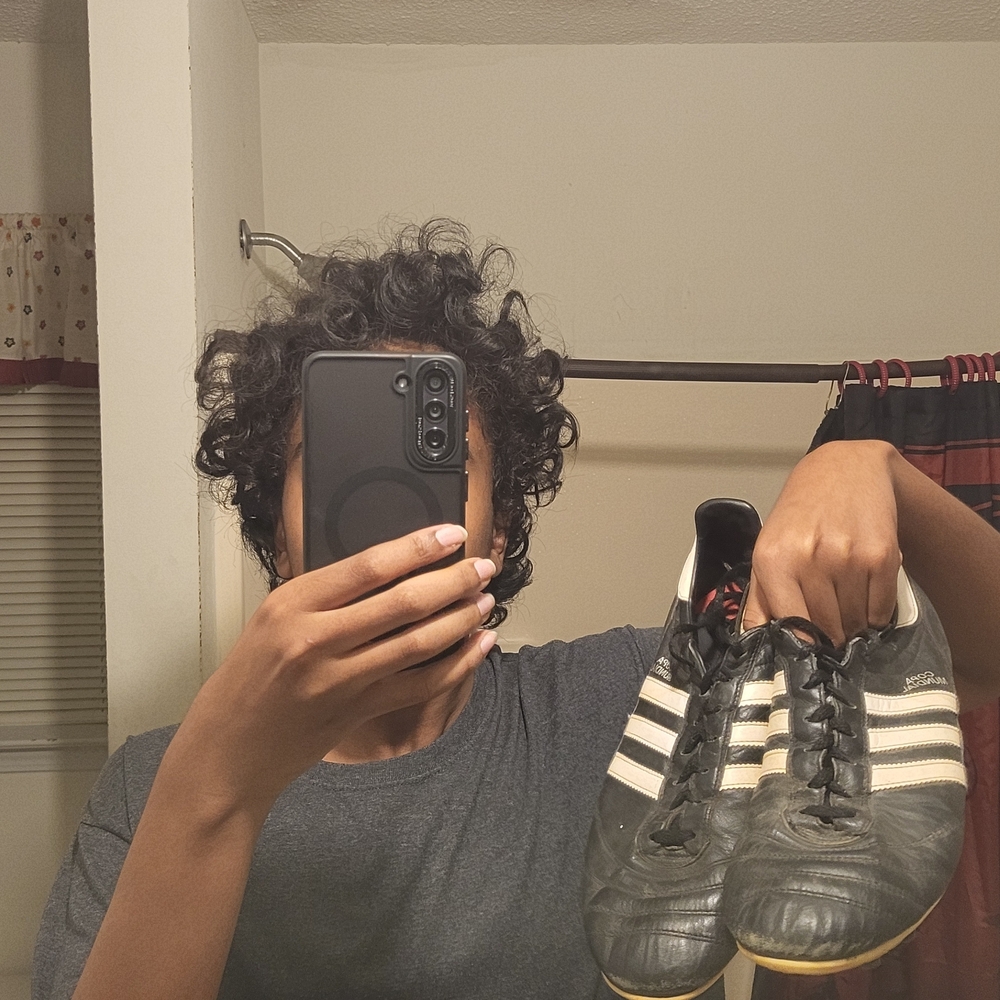 Adidas Black Leather Soccer Cleats with White Stripes #y2k #vintage